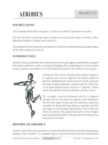 AEROBICS PACKET # 22 .Aerobic conditions the cardiovascular system and ... AEROBICS - [PDF Document]