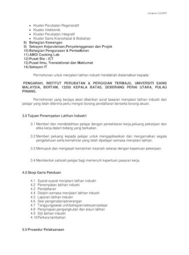Garis Panduan Latihan Industri Institut Perubatan Tamat Tempoh Latihan Industri 5 9 Sijil Pdf Document
