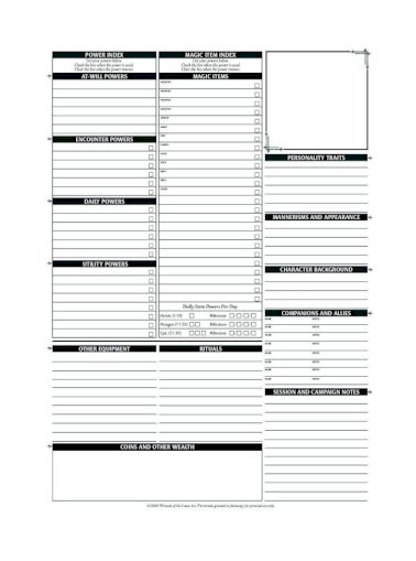 wizards of the coast 3.5 character sheet