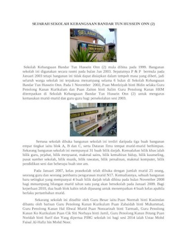 Sejarah Sekolah Kebangsaan Bandar Tun Hussein Onn - [DOCX Document]